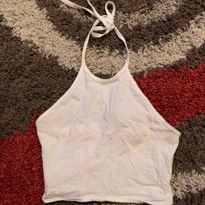 Girls white tie up tank